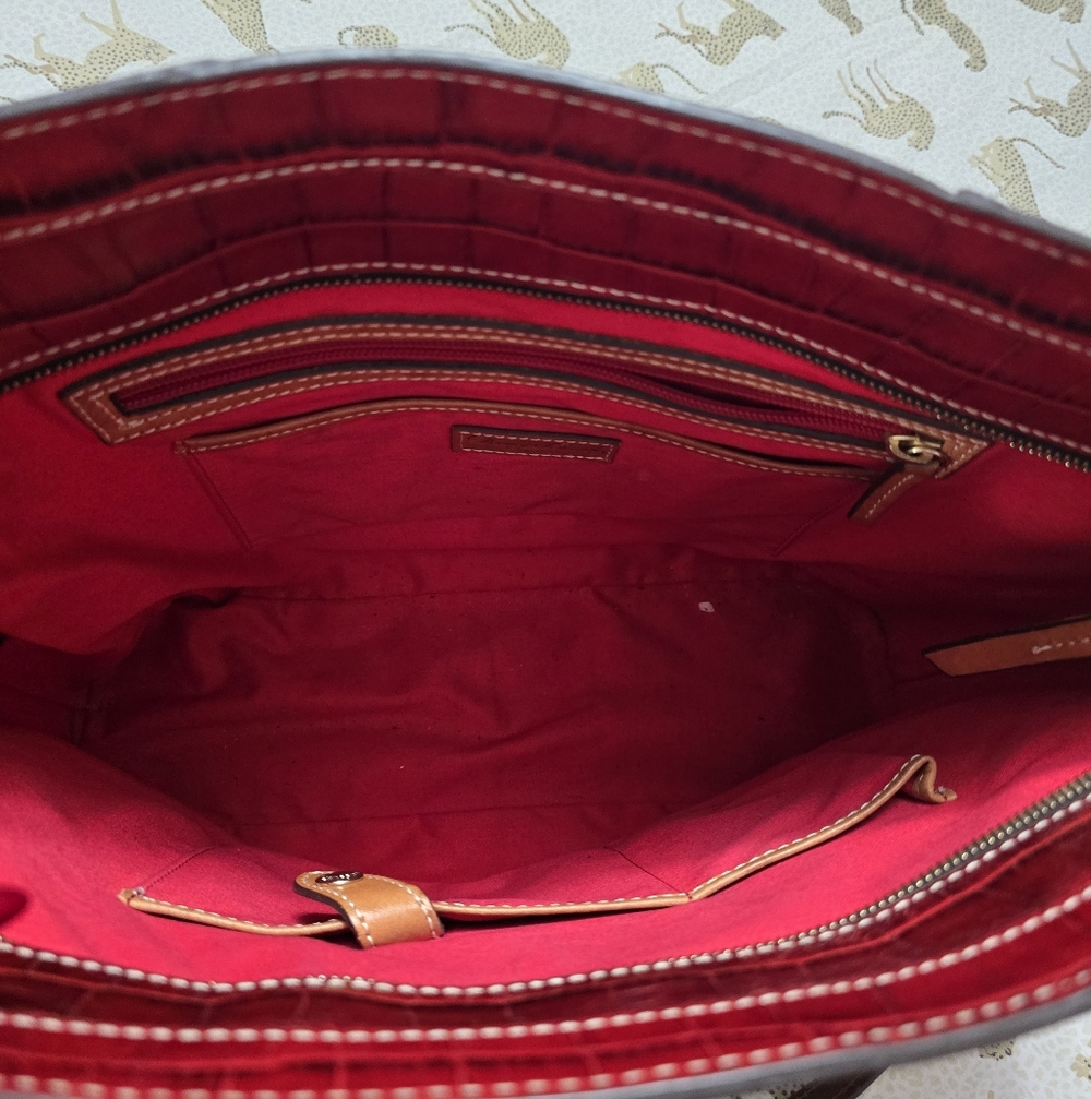 Dooney & Bourke Red Leather Tote Bag - Picture 8 of 8